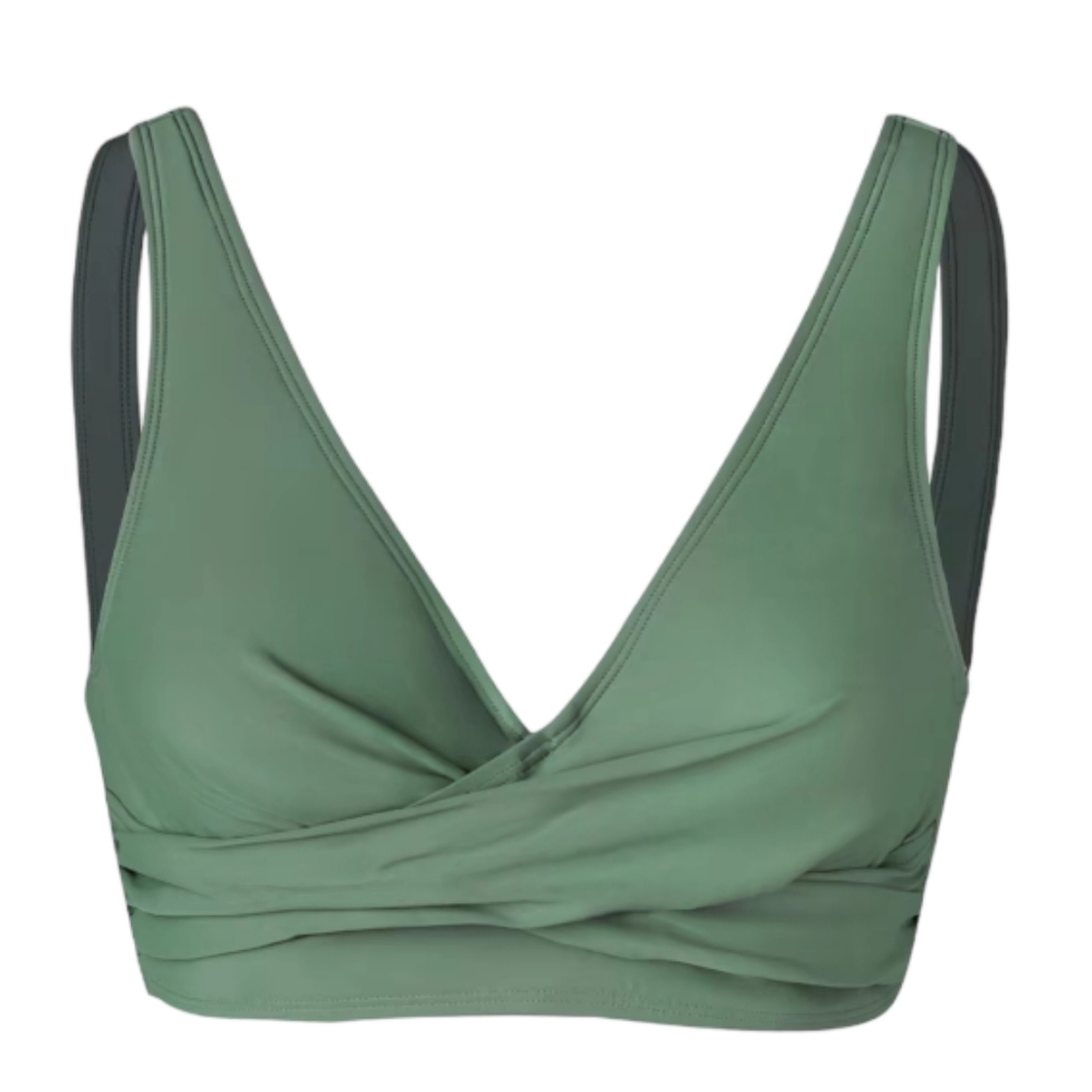 Cupshe Swimwear Top, Women's,Front Cross , Lace at Back, Army Green, Small